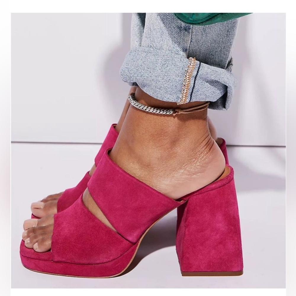 Free People Love Is Everywhere Platform Sandals in Fuchsia Fantastic Pink